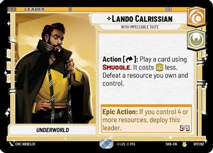 Lando Calrissian - With Impeccable Taste (017/262) - Shadows of the Galaxy - Premium Star Wars: Unlimited Single from Shadows of the Galaxy - Just $0.08! Shop now at Game Crave Tournament Store