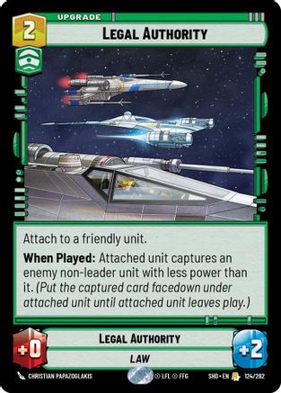 Legal Authority (124/262) - Shadows of the Galaxy Foil - Premium Star Wars: Unlimited Single from Shadows of the Galaxy - Just $0.08! Shop now at Game Crave Tournament Store
