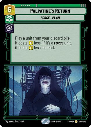 Palpatine's Return (094/262) - Shadows of the Galaxy - Premium Star Wars: Unlimited Single from Shadows of the Galaxy - Just $0.45! Shop now at Game Crave Tournament Store