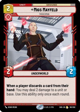 Migs Mayfeld - Triggerman (163/262) - Shadows of the Galaxy Foil - Premium Star Wars: Unlimited Single from Shadows of the Galaxy - Just $0.13! Shop now at Game Crave Tournament Store