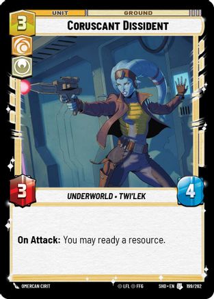 Coruscant Dissident (199/262) - Shadows of the Galaxy Foil - Premium Star Wars: Unlimited Single from Shadows of the Galaxy - Just $0.09! Shop now at Game Crave Tournament Store