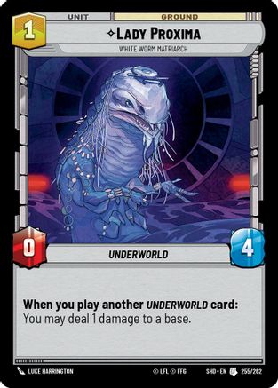 Lady Proxima - White Worm Matriarch (255/262) - Shadows of the Galaxy - Premium Star Wars: Unlimited Single from Shadows of the Galaxy - Just $0.08! Shop now at Game Crave Tournament Store