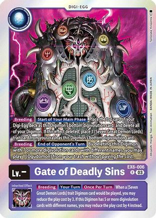 Gate of Deadly Sins (EX6-006) - Infernal Ascension Foil - Premium Digimon Single from Bandai - Just $0.25! Shop now at Game Crave Tournament Store
