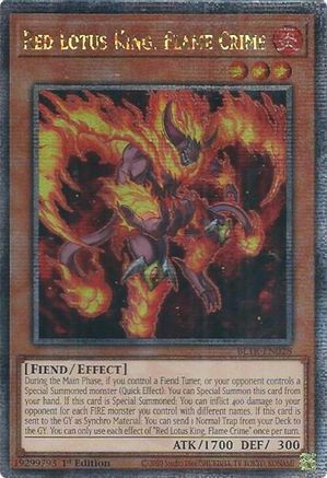 Red Lotus King, Flame Crime (Quarter Century Secret Rare) (BLTR-EN028) - Battles of Legend: Terminal Revenge 1st Edition - Premium Yugioh Single from Konami - Just $15.39! Shop now at Game Crave Tournament Store