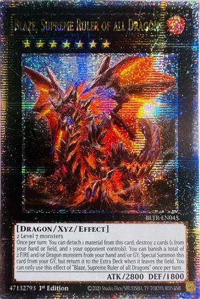 Blaze, Supreme Ruler of all Dragons (Quarter Century Secret Rare) (BLTR-EN045) - Battles of Legend: Terminal Revenge 1st Edition - Premium Yugioh Single from Konami - Just $51.22! Shop now at Game Crave Tournament Store