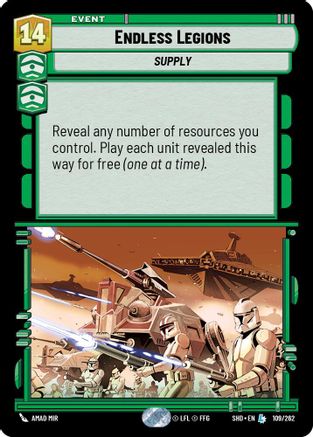 Endless Legions (109/262) - Shadows of the Galaxy - Premium Star Wars: Unlimited Single from Shadows of the Galaxy - Just $0.32! Shop now at Game Crave Tournament Store