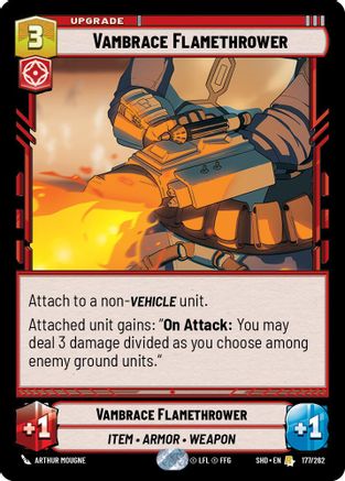 Vambrace Flamethrower (177/262) - Shadows of the Galaxy - Premium Star Wars: Unlimited Single from Shadows of the Galaxy - Just $0.08! Shop now at Game Crave Tournament Store