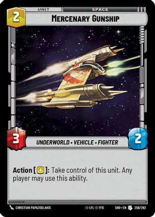 Mercenary Gunship (256/262) - Shadows of the Galaxy - Premium Star Wars: Unlimited Single from Shadows of the Galaxy - Just $0.08! Shop now at Game Crave Tournament Store