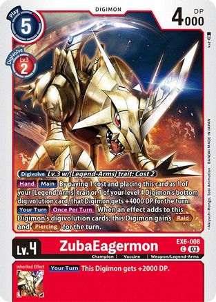 ZubaEagermon (EX6-008) - Infernal Ascension - Premium Digimon Single from Bandai - Just $0.25! Shop now at Game Crave Tournament Store