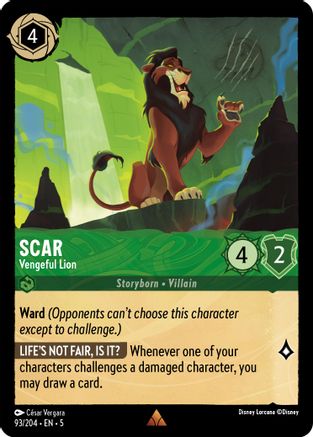 Scar - Vengeful Lion (93/204) - Shimmering Skies Cold Foil - Premium Lorcana Single from Shimmering Skies - Just $0.41! Shop now at Game Crave Tournament Store