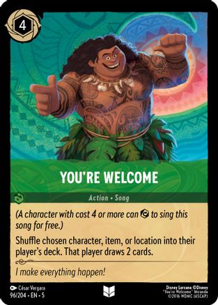 You're Welcome (96/204) - Shimmering Skies - Premium Lorcana Single from Shimmering Skies - Just $0.25! Shop now at Game Crave Tournament Store