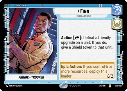 Finn - This is a Rescue (003/262) - Shadows of the Galaxy - Premium Star Wars: Unlimited Single from Shadows of the Galaxy - Just $0.08! Shop now at Game Crave Tournament Store