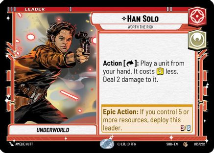 Han Solo - Worth the Risk (013/262) - Shadows of the Galaxy - Premium Star Wars: Unlimited Single from Shadows of the Galaxy - Just $0.08! Shop now at Game Crave Tournament Store