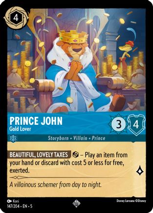 Prince John - Gold Lover (147/204) - Shimmering Skies - Premium Lorcana Single from Shimmering Skies - Just $0.26! Shop now at Game Crave Tournament Store