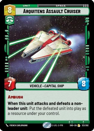 Arquitens Assault Cruiser (122/262) - Shadows of the Galaxy Foil - Premium Star Wars: Unlimited Single from Shadows of the Galaxy - Just $0.98! Shop now at Game Crave Tournament Store