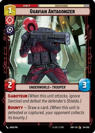 Guavian Antagonizer (134/262) - Shadows of the Galaxy Foil - Premium Star Wars: Unlimited Single from Shadows of the Galaxy - Just $0.08! Shop now at Game Crave Tournament Store