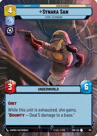 Synara San - Loyal to Kragan (Hyperspace) (310) - Shadows of the Galaxy Foil - Premium Star Wars: Unlimited Single from Shadows of the Galaxy - Just $0.31! Shop now at Game Crave Tournament Store