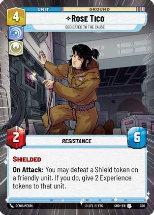 Rose Tico - Dedicated to the Cause (Hyperspace) (320) - Shadows of the Galaxy - Premium Star Wars: Unlimited Single from Shadows of the Galaxy - Just $0.15! Shop now at Game Crave Tournament Store