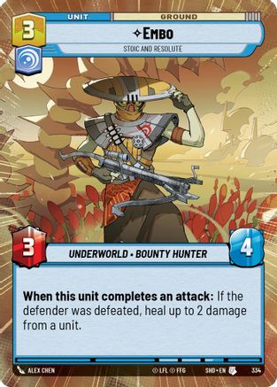 Embo - Stoic and Resolute (Hyperspace) (334) - Shadows of the Galaxy - Premium Star Wars: Unlimited Single from Shadows of the Galaxy - Just $0.12! Shop now at Game Crave Tournament Store