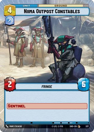 Niima Outpost Constables (Hyperspace) (337) - Shadows of the Galaxy - Premium Star Wars: Unlimited Single from Shadows of the Galaxy - Just $0.08! Shop now at Game Crave Tournament Store