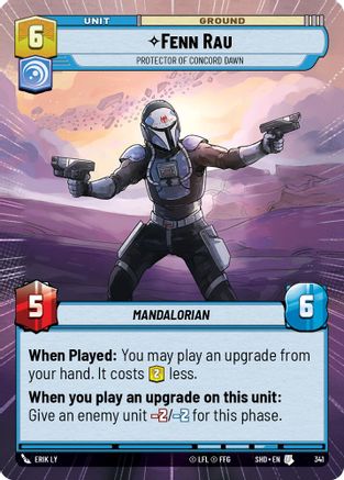 Fenn Rau - Protector of Concord Dawn (Hyperspace) (341) - Shadows of the Galaxy Foil - Premium Star Wars: Unlimited Single from Shadows of the Galaxy - Just $1.04! Shop now at Game Crave Tournament Store