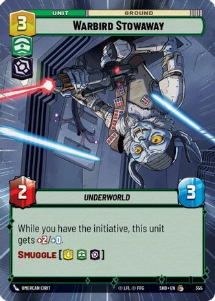 Warbird Stowaway (Hyperspace) (355) - Shadows of the Galaxy Foil - Premium Star Wars: Unlimited Single from Shadows of the Galaxy - Just $0.10! Shop now at Game Crave Tournament Store
