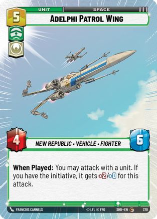Adelphi Patrol Wing (Hyperspace) (370) - Shadows of the Galaxy Foil - Premium Star Wars: Unlimited Single from Shadows of the Galaxy - Just $0.11! Shop now at Game Crave Tournament Store