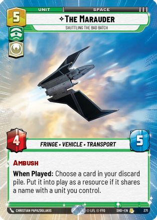 The Marauder - Shuttling the Bad Batch (Hyperspace) (371) - Shadows of the Galaxy Foil - Premium Star Wars: Unlimited Single from Shadows of the Galaxy - Just $2.47! Shop now at Game Crave Tournament Store