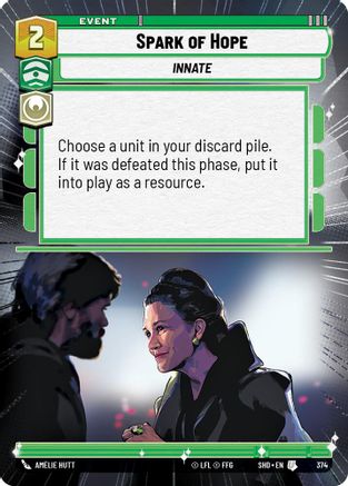 Spark of Hope (Hyperspace) (374) - Shadows of the Galaxy - Premium Star Wars: Unlimited Single from Shadows of the Galaxy - Just $0.29! Shop now at Game Crave Tournament Store
