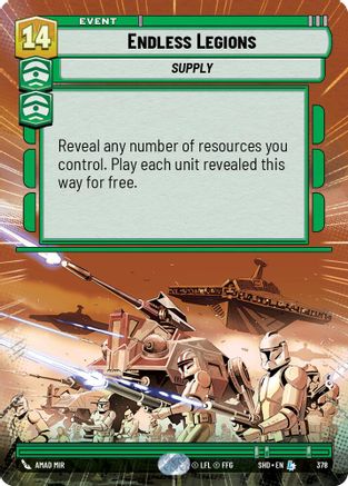 Endless Legions (Hyperspace) (378) - Shadows of the Galaxy Foil - Premium Star Wars: Unlimited Single from Shadows of the Galaxy - Just $2.37! Shop now at Game Crave Tournament Store