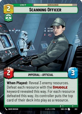 Scanning Officer (Hyperspace) (383) - Shadows of the Galaxy Foil - Premium Star Wars: Unlimited Single from Shadows of the Galaxy - Just $0.75! Shop now at Game Crave Tournament Store