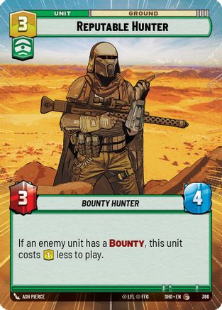 Reputable Hunter (Hyperspace) (386) - Shadows of the Galaxy - Premium Star Wars: Unlimited Single from Shadows of the Galaxy - Just $0.09! Shop now at Game Crave Tournament Store
