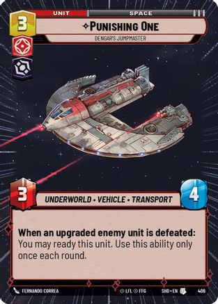 Punishing One - Dengar's Jumpmaster (Hyperspace) (406) - Shadows of the Galaxy Foil - Premium Star Wars: Unlimited Single from Shadows of the Galaxy - Just $1.24! Shop now at Game Crave Tournament Store