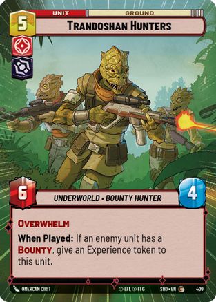 Trandoshan Hunters (Hyperspace) (409) - Shadows of the Galaxy Foil - Premium Star Wars: Unlimited Single from Shadows of the Galaxy - Just $0.11! Shop now at Game Crave Tournament Store