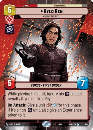 Kylo Ren - Killing the Past (Hyperspace) (410) - Shadows of the Galaxy Foil - Premium Star Wars: Unlimited Single from Shadows of the Galaxy - Just $3.35! Shop now at Game Crave Tournament Store