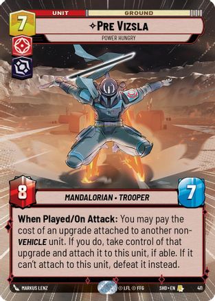 Pre Vizsla - Power Hungry (Hyperspace) (411) - Shadows of the Galaxy Foil - Premium Star Wars: Unlimited Single from Shadows of the Galaxy - Just $0.86! Shop now at Game Crave Tournament Store
