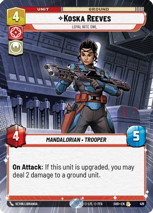 Koska Reeves - Loyal Nite Owl (Hyperspace) (419) - Shadows of the Galaxy Foil - Premium Star Wars: Unlimited Single from Shadows of the Galaxy - Just $1.54! Shop now at Game Crave Tournament Store