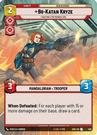 Bo-Katan Kryze - Fighting For Mandalore (Hyperspace) (426) - Shadows of the Galaxy Foil - Premium Star Wars: Unlimited Single from Shadows of the Galaxy - Just $0.59! Shop now at Game Crave Tournament Store