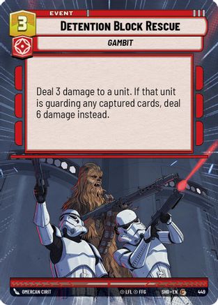 Detention Block Rescue (Hyperspace) (449) - Shadows of the Galaxy Foil - Premium Star Wars: Unlimited Single from Shadows of the Galaxy - Just $0.08! Shop now at Game Crave Tournament Store