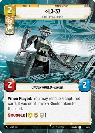 L3-37 - Droid Revolutionary (Hyperspace) (465) - Shadows of the Galaxy - Premium Star Wars: Unlimited Single from Shadows of the Galaxy - Just $0.55! Shop now at Game Crave Tournament Store