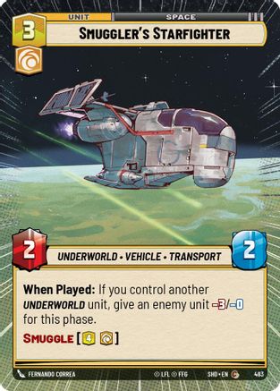 Smuggler's Starfighter (Hyperspace) (483) - Shadows of the Galaxy Foil - Premium Star Wars: Unlimited Single from Shadows of the Galaxy - Just $0.12! Shop now at Game Crave Tournament Store