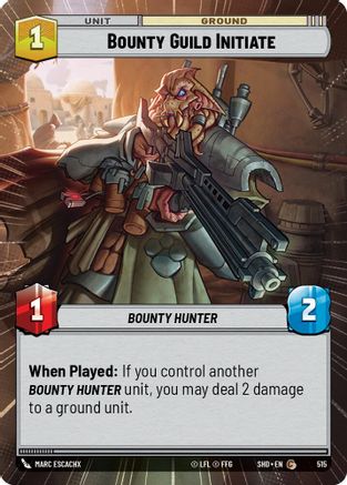 Bounty Guild Initiate (Hyperspace) (515) - Shadows of the Galaxy - Premium Star Wars: Unlimited Single from Shadows of the Galaxy - Just $0.09! Shop now at Game Crave Tournament Store