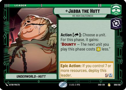 Jabba the Hutt - His High Exaltedness (006/262) - Shadows of the Galaxy - Premium Star Wars: Unlimited Single from Shadows of the Galaxy - Just $0.08! Shop now at Game Crave Tournament Store