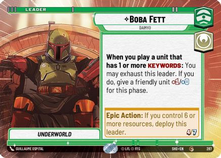 Boba Fett - Daimyo (Hyperspace) (287) - Shadows of the Galaxy - Premium Star Wars: Unlimited Single from Shadows of the Galaxy - Just $0.08! Shop now at Game Crave Tournament Store