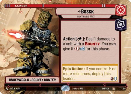 Bossk - Hunting His Prey (Hyperspace) (289) - Shadows of the Galaxy - Premium Star Wars: Unlimited Single from Shadows of the Galaxy - Just $0.08! Shop now at Game Crave Tournament Store