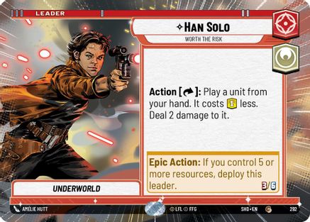 Han Solo - Worth the Risk (Hyperspace) (292) - Shadows of the Galaxy - Premium Star Wars: Unlimited Single from Shadows of the Galaxy - Just $0.08! Shop now at Game Crave Tournament Store