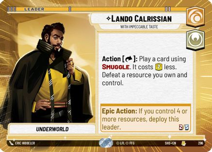 Lando Calrissian - With Impeccable Taste (Hyperspace) (296) - Shadows of the Galaxy - Premium Star Wars: Unlimited Single from Shadows of the Galaxy - Just $0.12! Shop now at Game Crave Tournament Store