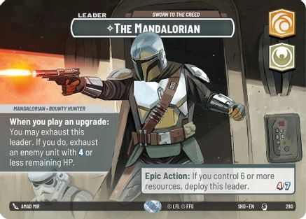 The Mandalorian - Sworn To The Creed (Showcase) (280) - Shadows of the Galaxy Foil - Premium Star Wars: Unlimited Single from Shadows of the Galaxy - Just $51.98! Shop now at Game Crave Tournament Store