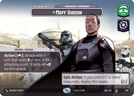 Moff Gideon - Formidable Commander (Showcase) (269) - Shadows of the Galaxy Foil - Premium Star Wars: Unlimited Single from Shadows of the Galaxy - Just $21.44! Shop now at Game Crave Tournament Store