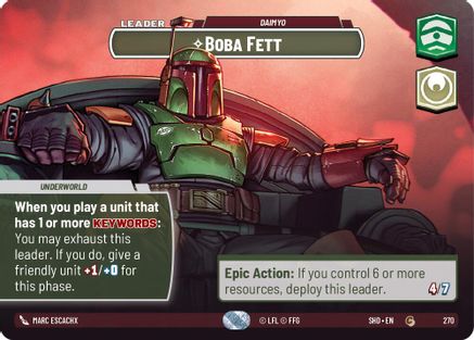 Boba Fett - Daimyo (Showcase) (270) - Shadows of the Galaxy Foil - Premium Star Wars: Unlimited Single from Shadows of the Galaxy - Just $31.10! Shop now at Game Crave Tournament Store